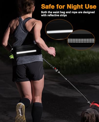 Pecute Joggingleine Hunde mit Bauchgurt, Laufgürtel Hundeleine für Große und Mittelgroße Hundes, Leine Hund mit Gürteltasche, Elastische Laufleine, Dog Leash Hand Free