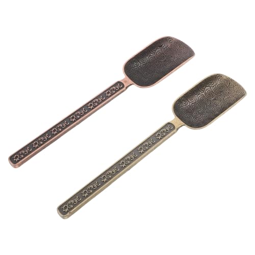 ERINGOGO Cucharas Medidoras de Té para Hojas Sueltas 2 Piezas Cucharillas de Metal Aleación Vintage en Rojo y Bronce Utensilios para Preparar Té Kung Fu en Casa Pala Medidora Precisa