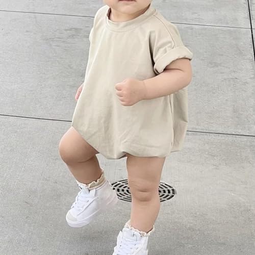 Unisex Baby Boy Girl Clothes Infant Summer Oversized Bubble Romper Toddler Baby Plain Short Sleeve Jumpsuit2