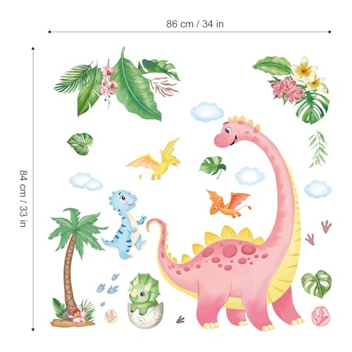 Vinilos Decorativos Dinosaurio Rosa y Palmera 30x90 cm miniatura 5