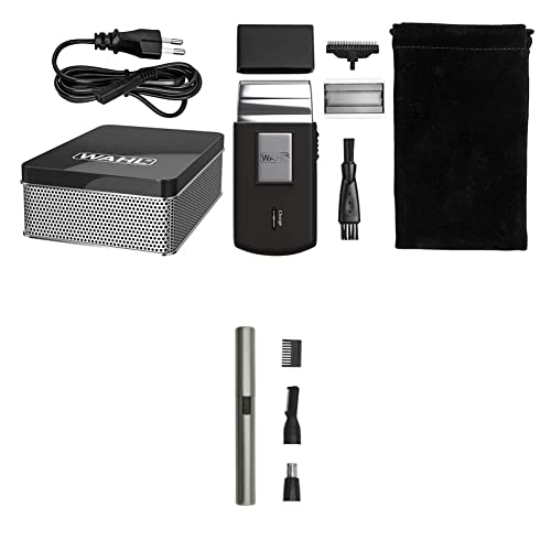 WAHL Travel Shaver Rasierer, Herren, elektrisch, Handgepäck mit Akku Rasiert empfindliche Haut, und Wahl Nasen und Ohrhaarschneider WAHL Travel Shaver Rasierer, Herren, elektrisch, Handgepäck mit Akku Rasiert empfindliche Haut, und Wahl Nasen und Ohrhaarschneider