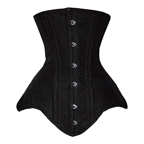 SHAPERX Women's Waist Training Corset Long Torso Double Steel Boned Edwardian Heavy Duty Underbust Cincher, UK-DT1969-Black-S Cover