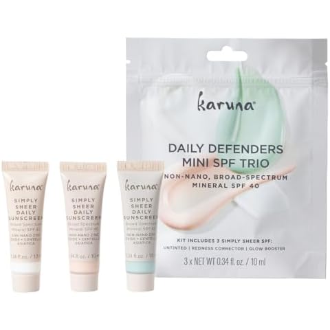 Karuna Daily Defense Mini SPF Trio | Mineral SPF 40 Sunscreen for Glowing Skin, Redness Reduction, and Sensitive Skin | Broad-Spectrum, Non-Nano Cover