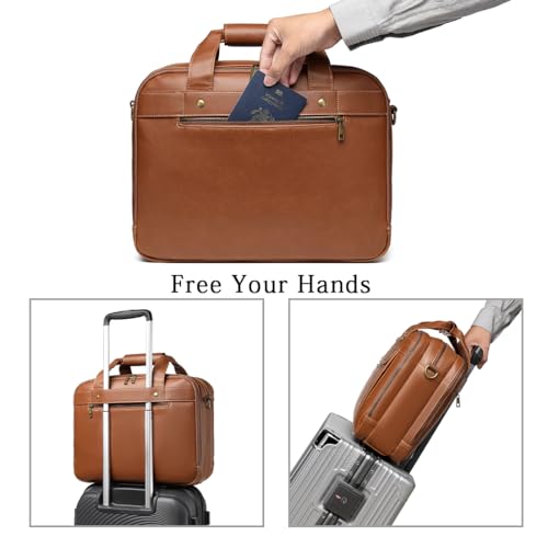 Maletín impermeable de piel sintética para hombre con espacio para portátil de 15.6" 2