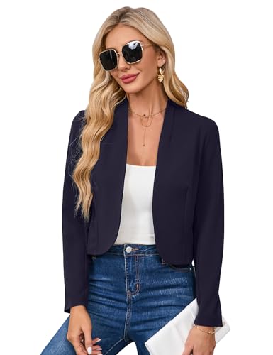 YesFashion Blazer Damen Elegant Langarm Blazer Kurzblazer Offene Jacke Breathable GanzjäHrig Casualâ€¦ – Miniatur