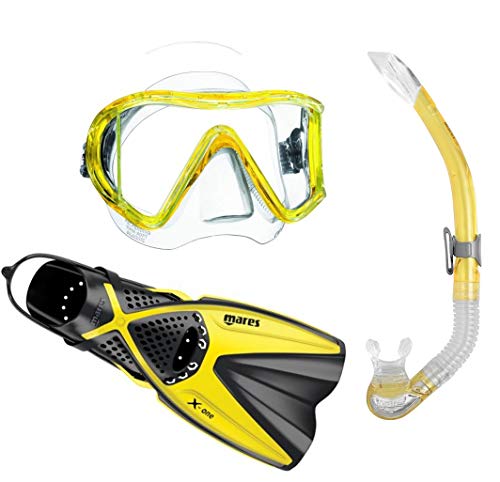 Kit plongée Mares i3 jaune avec tuba et palmes de randonnée palmée 39-43
