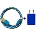 Produktbild USB Netzteil 5V 1A + 1m Nylon USB Ladekabel Datenkabel Set kompatibel mit [Apple iPhone 10 X 8 8 Plus 7 7 Plus 6S 6S Plus 6 6 Plus 5S 5C 5 SE, iPad | iPod] blau