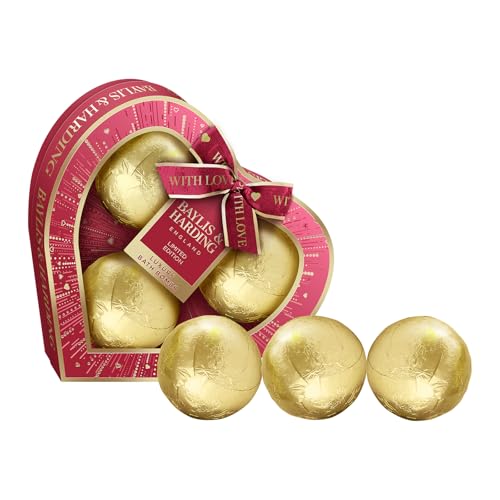 Baylis & Harding Midnight Cherry Luxury Bath Bomb Heart Trio Gift Set - Vegan Friendly