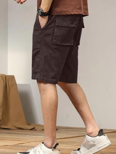 Image of Leriya Fashion Men Cotton Cargo Shorts | Lightweight Shorts Pant for Men | Elastic Waist with Drawstring | Casual Summer Cargo Short's for Man with Pockets