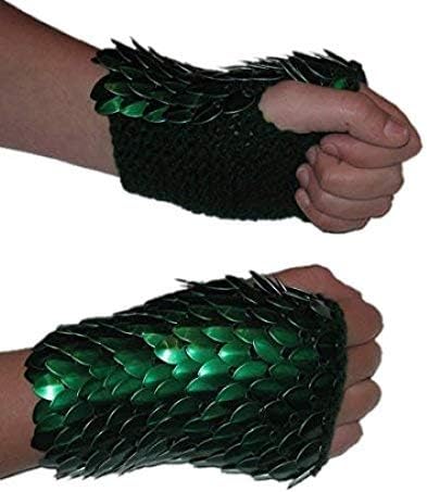 Scale Arm Warmers of knitted Dragonhide - Green