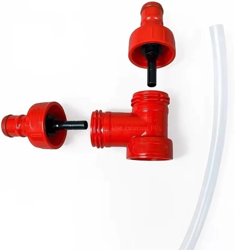 Home Brewing Carbonation Kit With Tee Adapter, 2 Plastic Ball Lock Caps, 1M EVA Hose (6.3x9.5mm) | All-in-One Tool for Force Carbonating & Transferring Beer
