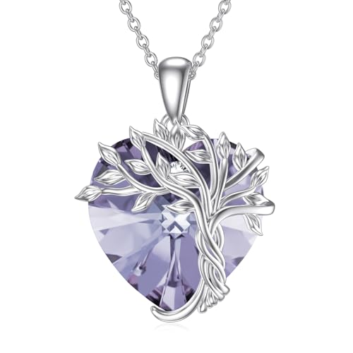 Tree of Life Birthstone Necklace in Sterling Silver