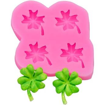 2 Lucky Clover Leaf Silicone Moulds Silicone Plaster Moulds for Casting Four Leaf Clover Silicone Moulds Lucky Grass Mould Silicone Mould Four-Leaf Silicone Flowers for Candles Plaster Crafts