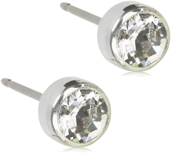 Blomdahl | Hypoallergenic | Silver Titanium Bezel Crystal Stud Earrings | Best Choice For Sensitive Ears