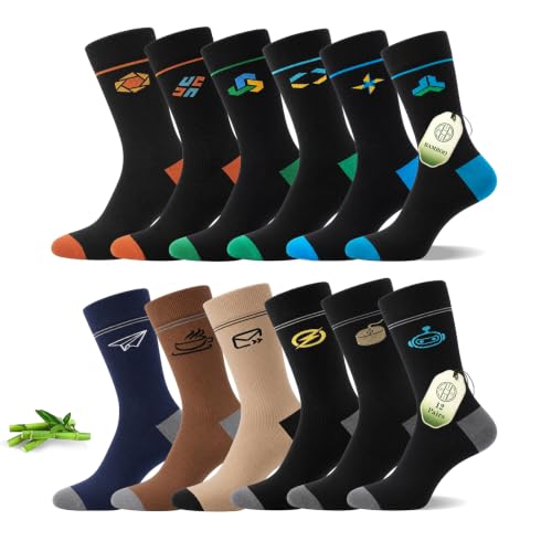 MAKABO Mens 99% Bamboo Viscose Dress Socks Classic Crew Socks 50g/Pair