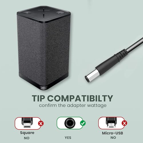 Image of 90W Charger Compatible with Ultimate Ears Hyperboom Speaker | S00175, 884-001085 984-001591 984-001689, DSA-90PFE-19 2 190474, 534-000854 Power Cord