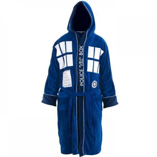 Dr. Who Tardis Unisex Cotton Terry Cloth Bath Robe, Blue, One Size