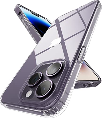 Image of eller sante Glassy for iPhone 14 Pro Case Cover, Crystal Transparent, Non-Yellowing, Shockproof, Scratch Resistant, Slim, Thin, Military-Grade Protection Back Cover