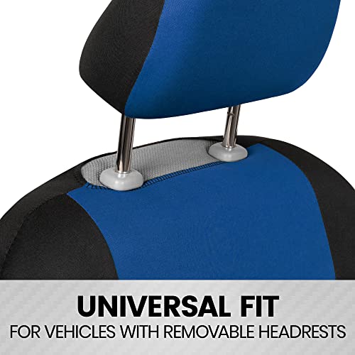 Bdk Polypro Car Seat Covers Full Set In Blue On Black – Front And Rear Split Bench Seat Covers For Cars, Easy To Install Car Seat Cover Set, Car Accessories For Auto Trucks Van Suv #TOP3