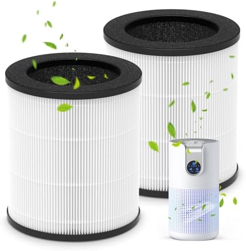 isinlive M03 Replacement Filter Compatible with MOOKA M03 Air Purifier, H13 True HEPA Filter, 3-in-1 Pre-Filter, HEPA Filter, High-Efficiency Activated Carbon Filter Filtration System, 2 Pack