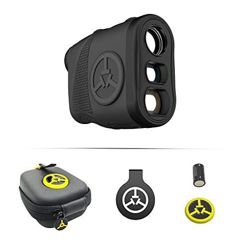 TecTecTec KLYR Golf Rangefinder with Slope, Belt Clip, Magnetic Holder. Laser Range Finder with 2022 Optics, high end case, Golf Ball Marker with Magnet. (Black)
