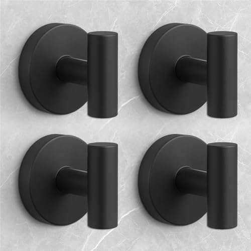 Image of Shower Hooks for Inside Shower,No-Drill Removable&Reusable Towel Hooks for Bathroom,Heavy Duty Suction Cup Hooks for Glass Window,4 Packs(Black)