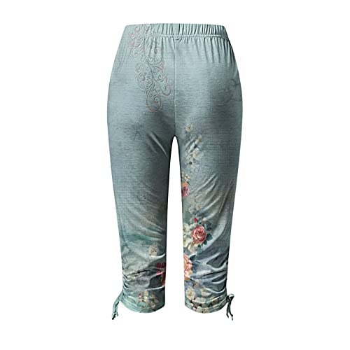 Capri Pants For Women Casual Summer High Waist Copped Leggings Flower Print Loose Beach Joggers Hawaiian Pants #TOP3