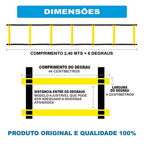 Kit Funcional Escada Agilidade + Corda Crossfit + 10 Pratos + 10 Cones Treino