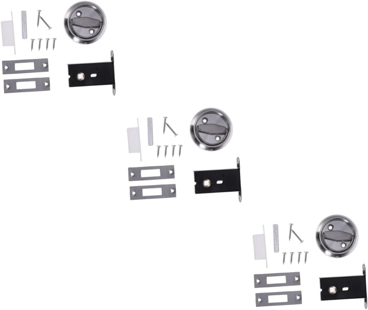 Sliding Door Lock,Small Bolt Lock,3 Sets Outdoor Locks Keyless Lock Combination Lock Lock Mechanical Lock Stainless Steel Handle Stainless Steel Lock (Color : Silverx3pcs, Size : Size 2x3pcs)