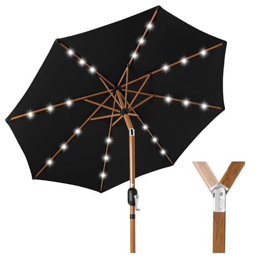 10ft Solar Market Patio Umbrella with LED Lights