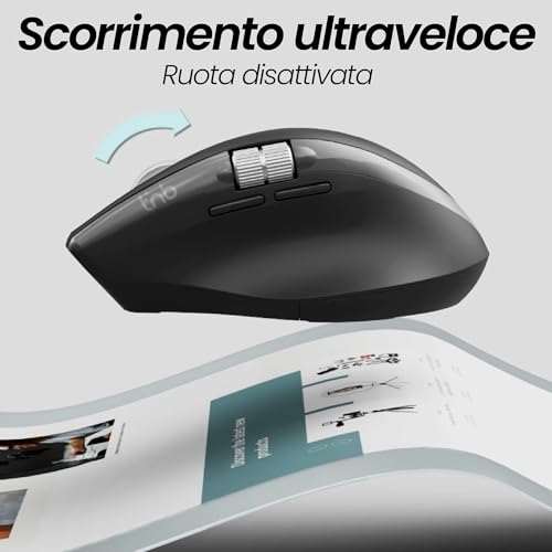 T'nb Infinite Pro Mouse Wireless Ricaricabile, Rotella Di Rilasciata E Rotella Laterale, Scorrimento Ultra-Rapido, Doppia Connessione Bluetooth E Radiofrequenza, Compatibile Con Windows/Macos, Nero - 2