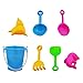 dfdfd Set di 7 giocattoli da spiaggia con sabbia e sabbiera, giocattolo estivo, con ruota d'acqua, cestino da spiaggia e annaffiatoio e forme per ragazzi e ragazze