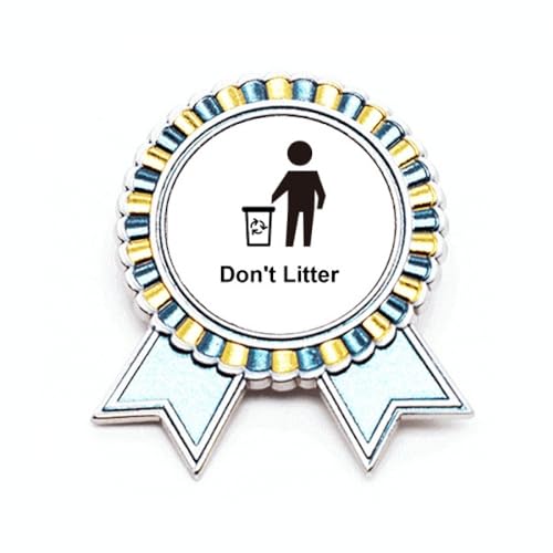 Broche Don't Litter en métal noir taille M pour veste et sac eco-friendly