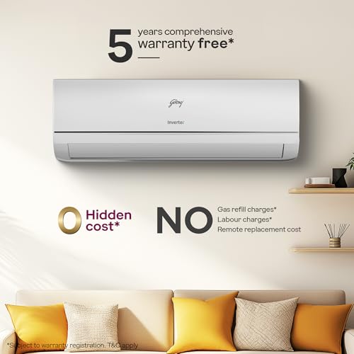 Image of Godrej 1 Ton 3 Star| New Star rared| Wi-Fi Inverter Split AC| 5-in-1 Convertible Cooling| 5 Years Comprehensive Warranty| 4-Way swing| Heavy Duty Cooling at 52C (AC 1T EC HIC 12Y3TH CA IOT4,White)