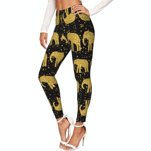 Leggings de compresión de mujer para entrenamiento con diseño abstracto de elefante