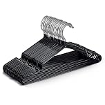 KEPLIN 20 Pack Premium Rubber Coated Metal Hangers - Heavy Duty - Space Saving Organiser Clothes Hangers For Wardrobes Coat Rack Rails (Black)