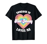 someone in new jersey loves me cuore retro groovy maglietta