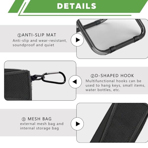 Image of Portable Ultralight Travel Stool Camping Chair Fishing Stool - Gray Carbon Steel and Keychain, Handbag Style Pocket Foldable
