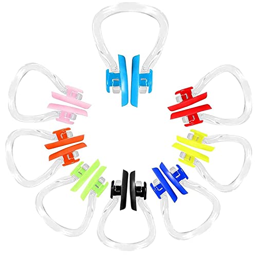8 Pcs Swim Nose Clip with Waterproof Silica Gel Swimming Nose Plug, Comfort Silicone Surfing Waterproof Protection for Children and Adults (8 Colors)