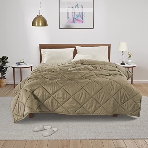 Lane Linen Lightweight Microfiber Comforter Blanket For Bed - Queen/Full Size Blanket – All-Season Reversible Soft Cozy Warm Anti-Static Anti-Wrinkle Premium Blanket, 90”X88” – Taupe #TOP2