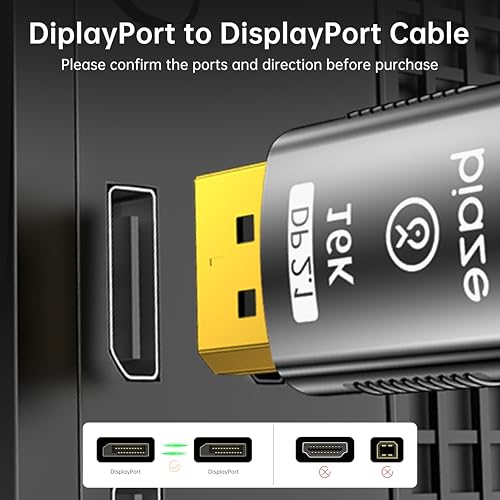 biaze DisplayPort 2.1 Cable 16K Ultra HD 80Gbps 240Hz, 8K@60Hz 4K@240Hz, HDR Support, Gold-Plated Connector, Nylon Braided - 10ft/3M for Gaming PC/Monitor/PS5/Projector