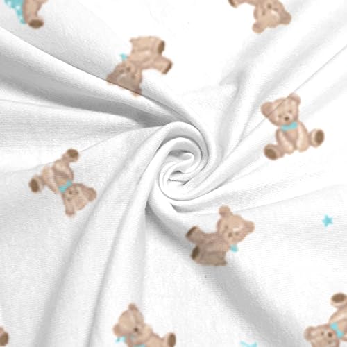 Image of American Baby Company 2 Pack 100% Natural Cotton Fitted Pack and Play Sheets 39 inch x 27 inch - Soft & Breathable Pack N Play Sheets for Playard & Mini Crib Mattress, Bear and White, for Boys & Girls