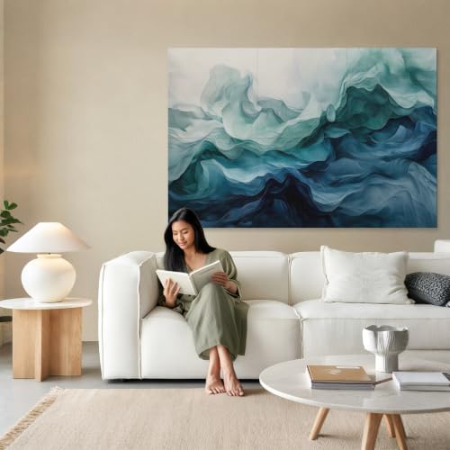 Image of Soon Global Acoustical Wall Panels, 72 X 48 Inches Art Acoustic Panels, Decorative Acoustic Panels, Acoustic Wall Panels, Sound Absorbing Wall Art, Aqua Dreams
