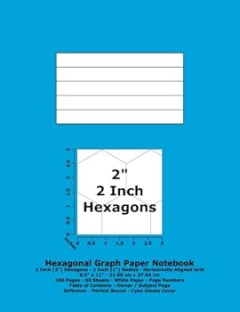 Hexagonal Graph Paper Notebook : 2 Inch (2 ) Hexagons; Horizontal Grid; 8. 5 X 10. 5; 21. 59 Cm X 27. 94 Cm; 100 Pages; 50 Sheets; Page Numbers; Table of Contents; Cyan Glossy Cover