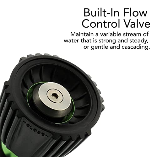 Ultimate Fireman’s Heavy Duty Water Hose Nozzle Featuring 5 Spray Patterns, Flow Control Valve & Two Way Shut-Off For Water Control - Hose Nozzle Sprayer For All Your Watering Needs - Sage Green #TOP4