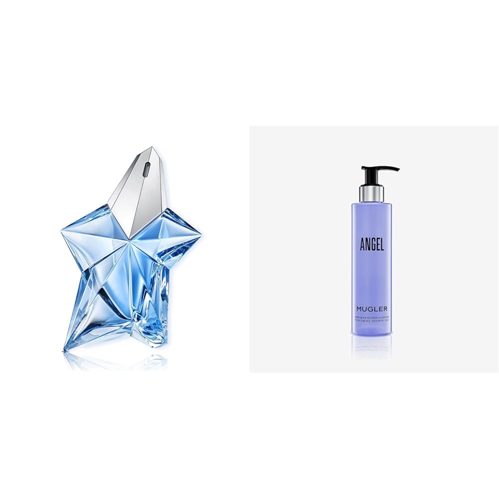 MUGLER Angel Eau de Parfum, Perfume para Mujer, Aroma Gourmand con Notas de Ámbar, Fragancia Fascinante, Recargable, 100 ml + MUGLER, Angel, Gel de Ducha Perfumado, 200 ml