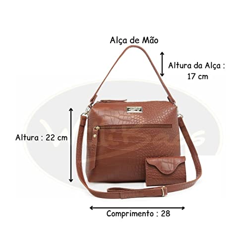 Bolsa Baú 2 alças de Mão + Transversal Removível Willibags (Caramelo)
