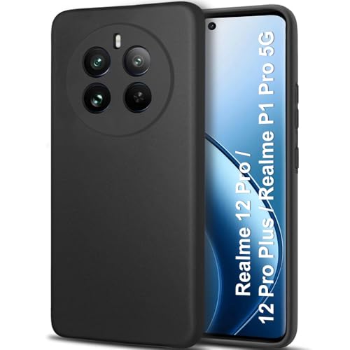Image of TheGiftKart Sleek Back Cover Case for Realme 12 Pro / 12 Pro Plus 5G / Realme P1 Pro 5G | Slim Fit Protective Design | Camera Protection Bump | Soft Back Cover Case for Realme 12 Pro (Silicone, Black)