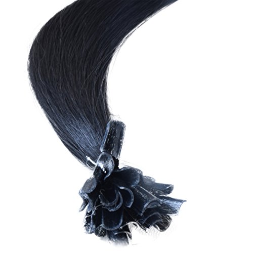 16" 18" 20" 22" Pre Bonded Remy Human Hair Extensions-Nail Tip- 0.6g x 25strands-Grade AAA-Multi Colours (22", 1 Jet Black)