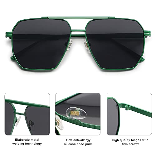 Image of SOJOS Retro Oversized Square Polarized Sunglasses for Women Men Vintage Shades Classic Large Metal Sun Glasses